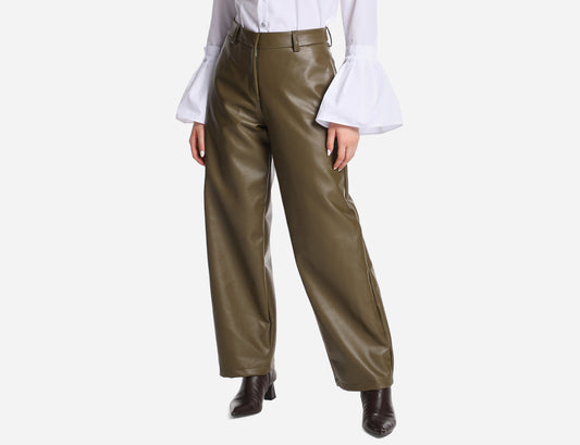 Masculine low rise Faux Leather trousers