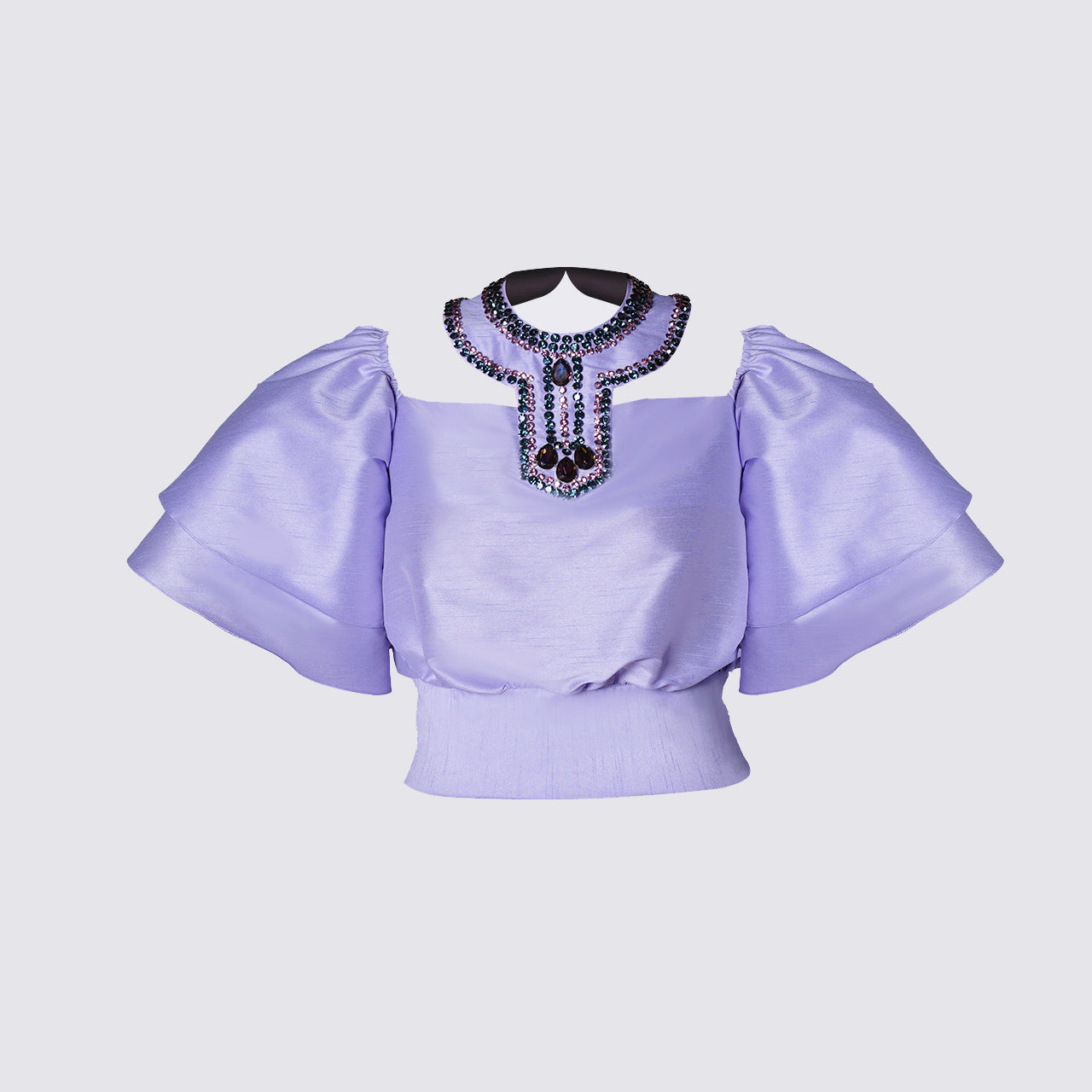 Amethyst - Embroidered Arrow Collar Blouse