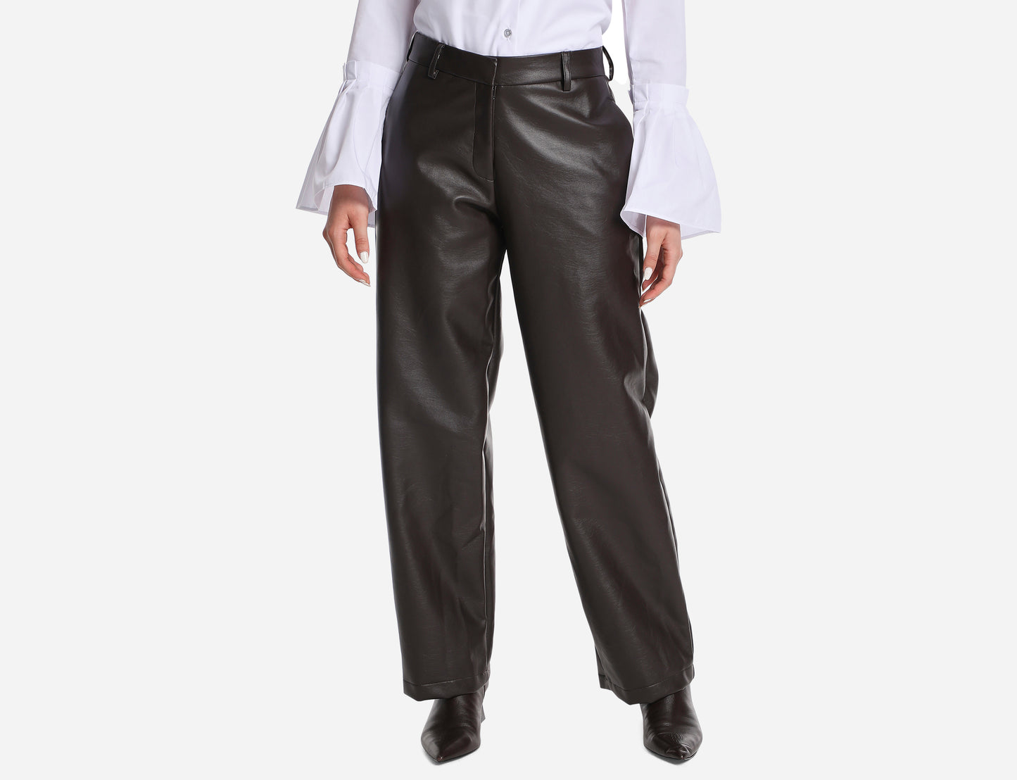 Masculine low rise Faux Leather trousers
