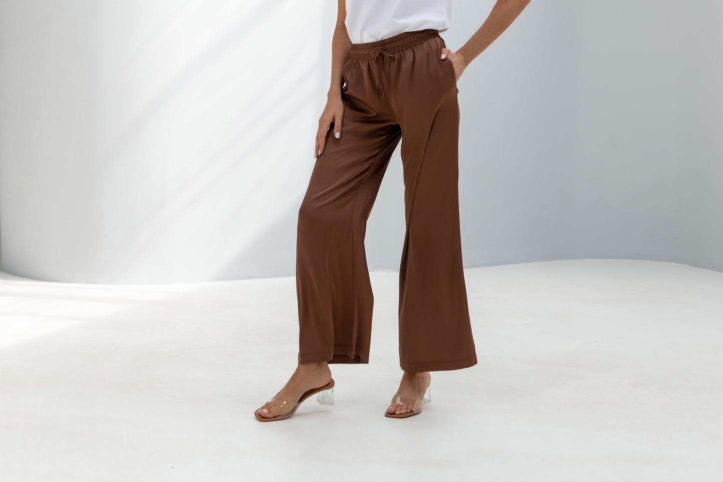 Mid-waist Flowing Silk Trousers