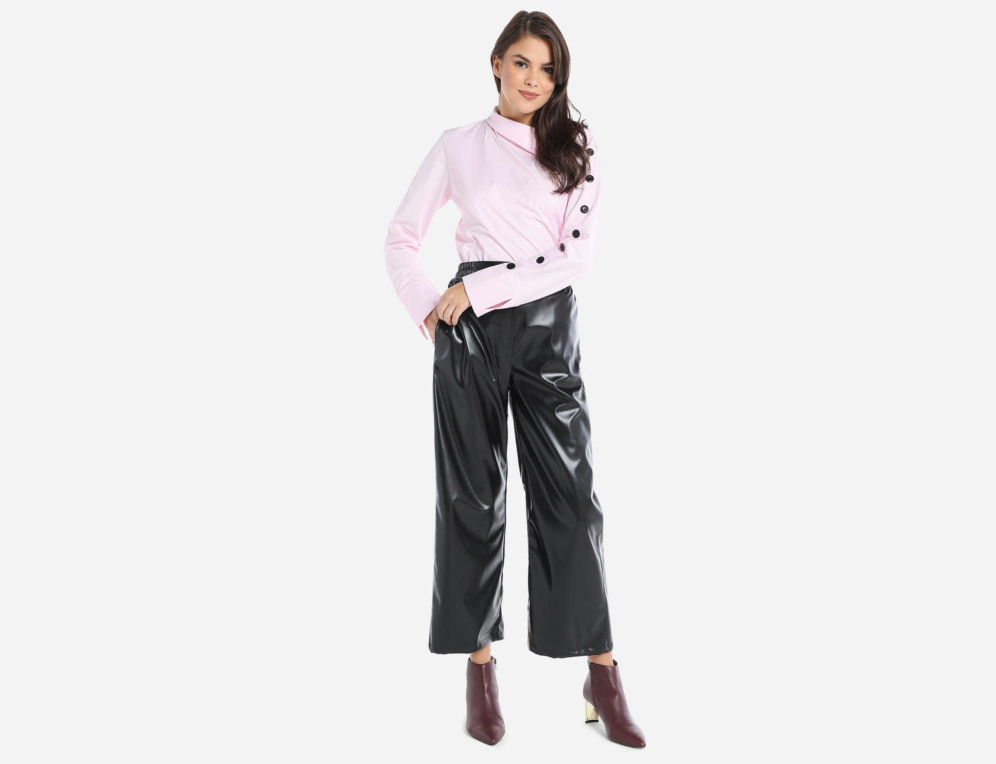 Wide leg Faux Leather trousers