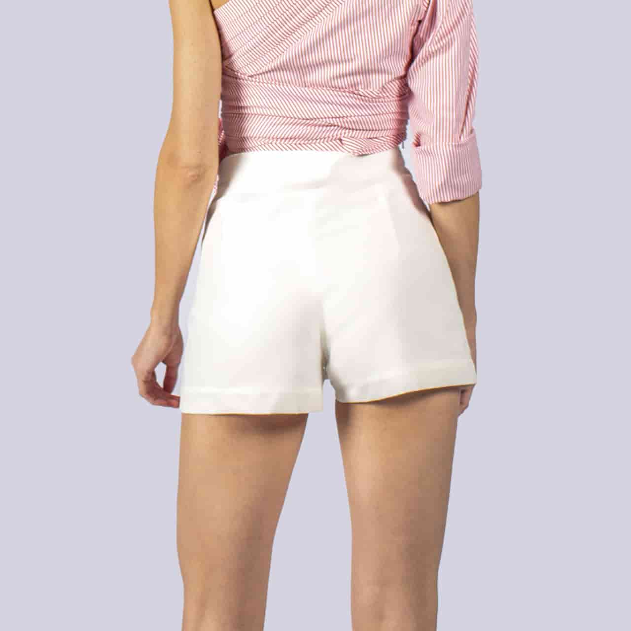 Chelsea - White High Waisted Shorts - NIVA Fashion House