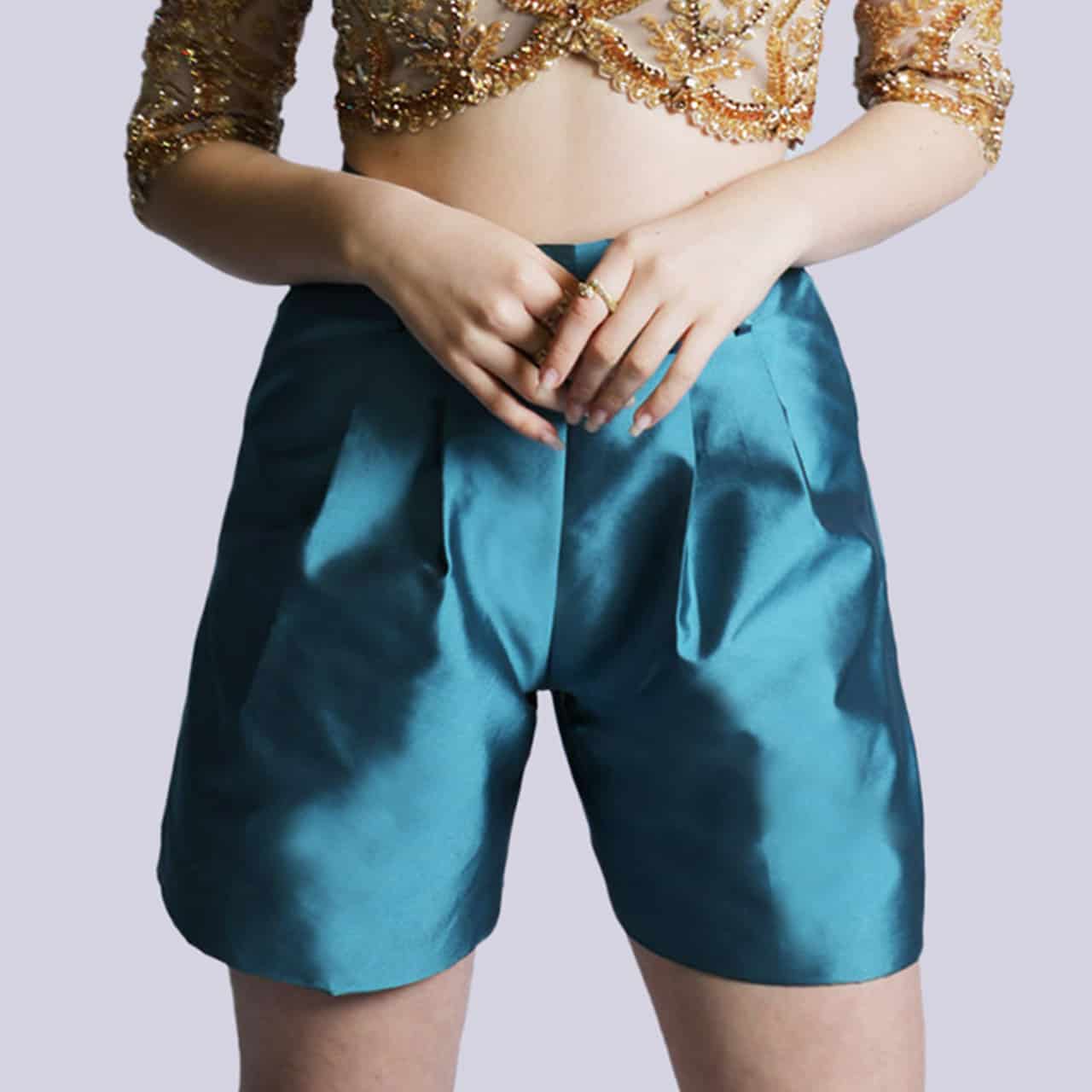 Imperial - High Waisted Blue Shorts - NIVA Fashion House