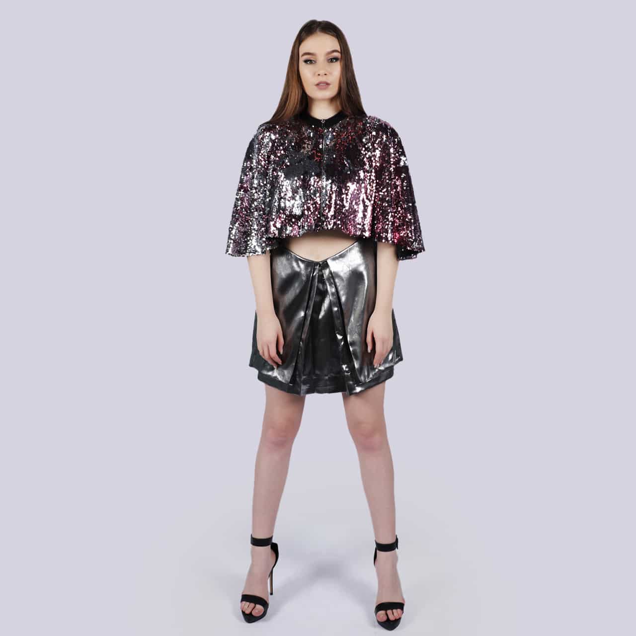 Grace - Flared Cape Sequins Top - NIVA Fashion House