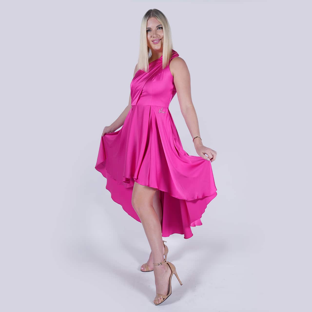 Pink Berry - One Shoulder Silk Dress - NIVA Fashion House