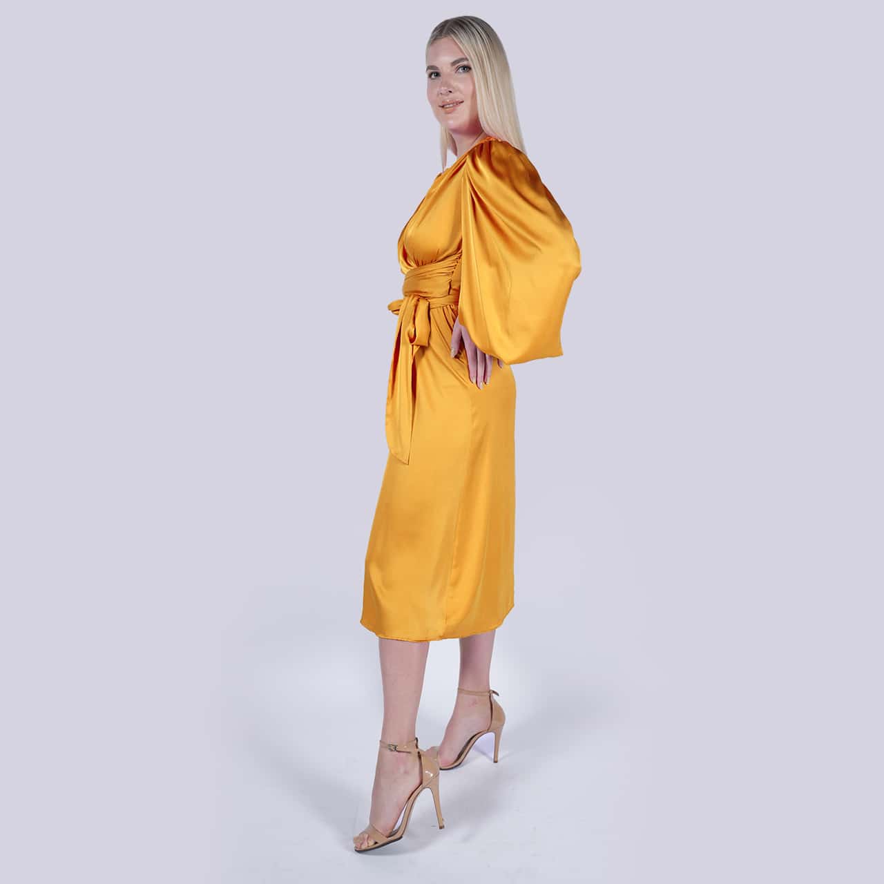 Malibu - Overlapped Soft Silk Midi Wrap Dress - NIVA Fashion House 