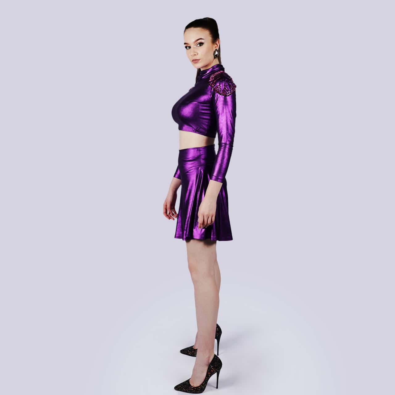 Opulence - Purple Flared Shorts - NIVA Fashion House