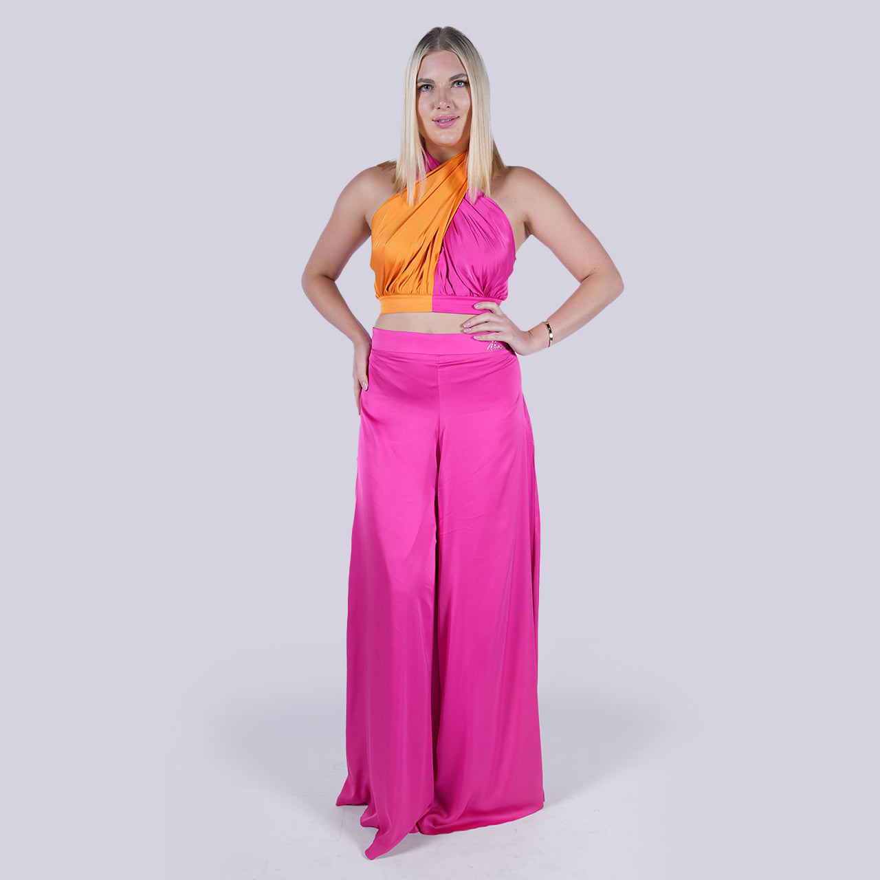 Sunshine Wrap-Around Crop Top And Pleated Pants Set