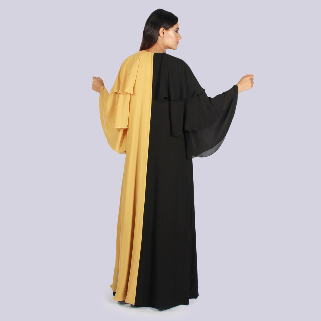Donna - Color Block Asymmetric Ruffle Abaya